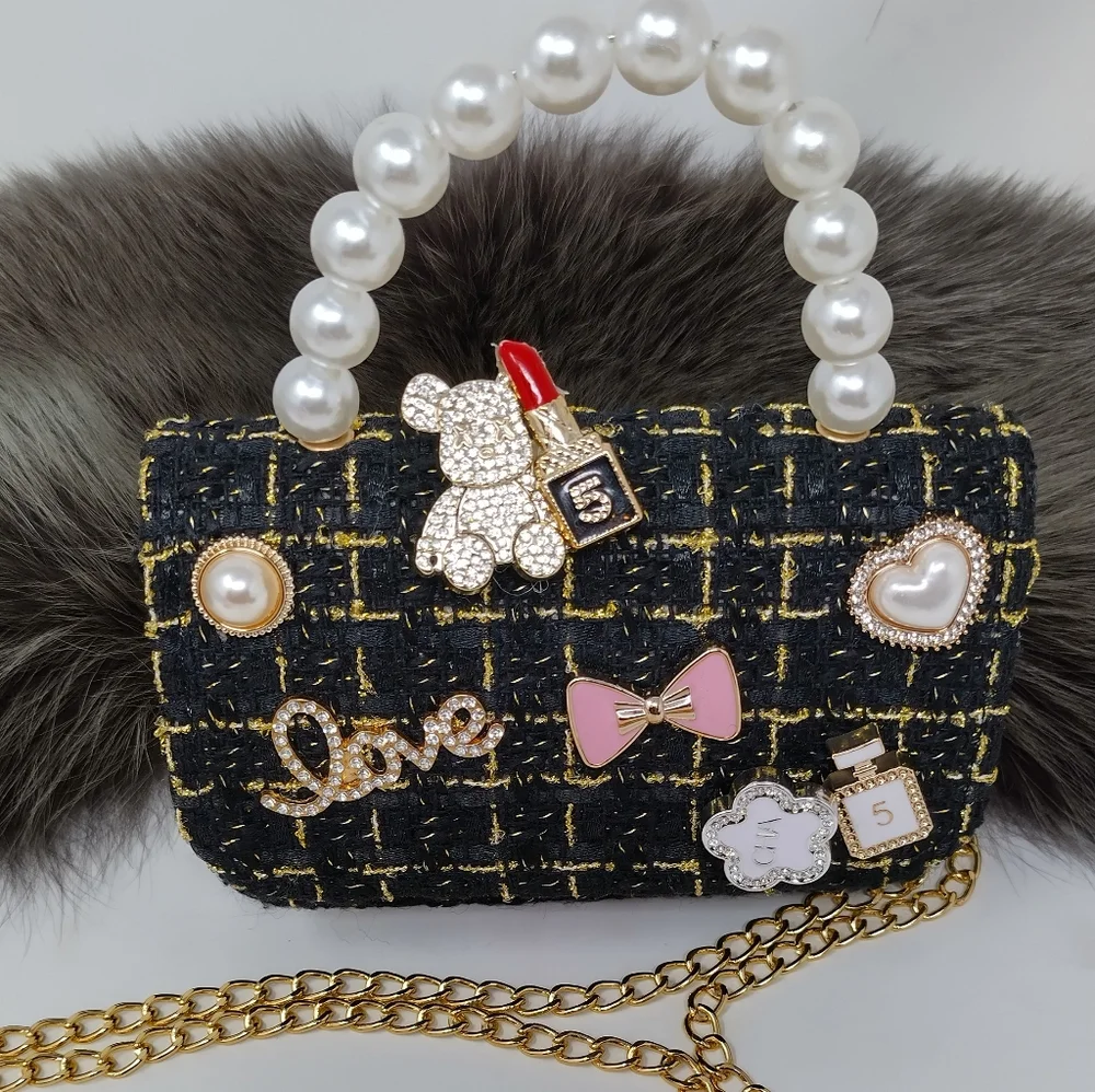 Mini Me Tweed Luxury Embellished Crossbody Purse